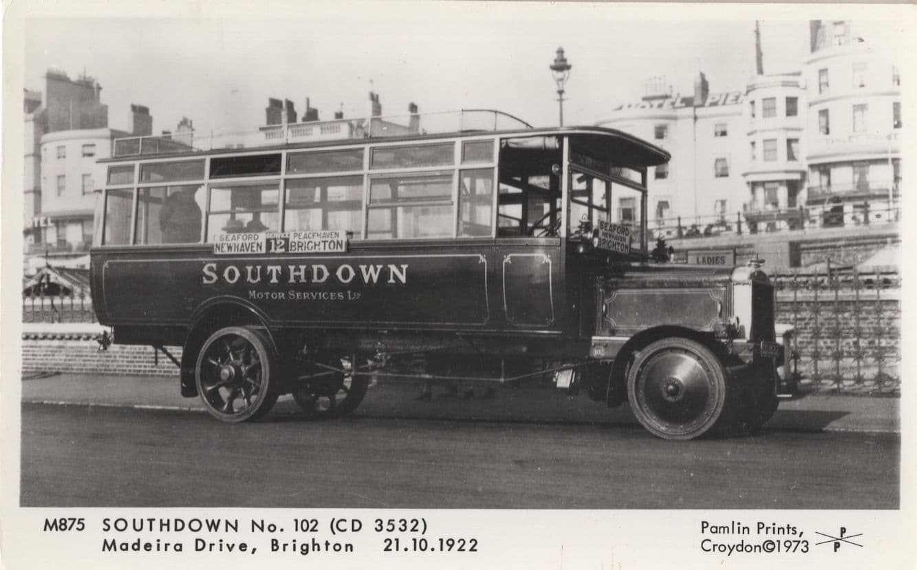 Southdown 102 Old Bus To Brighton Sussex Transport Postcard