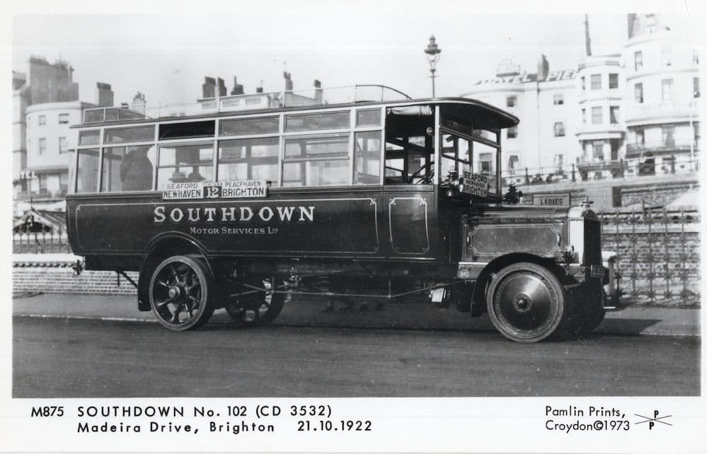 Southdown No 102 Bus Madeira Drive Brighton Transport Postcard