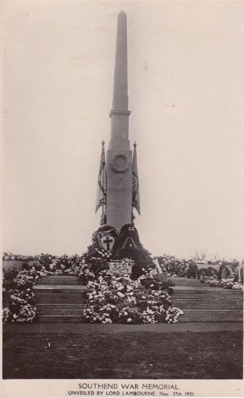 Southend On Sea Military War Memorial Lord Lambourne Opening Real Photo Postcard