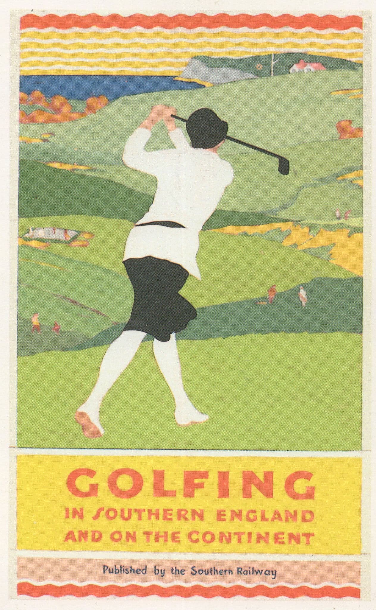 Southern Railway Golf Golfing Old Poster Travel Advertising Postcard