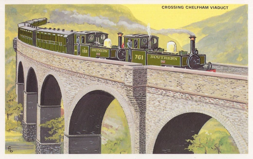 Southern Railways 761 Train At Chelpham Viaduct Postcard