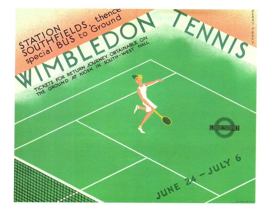Southfields 1935 Station Bus To Wimbledon Tennis Transport Poster Postcard