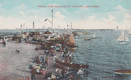 Southsea Anchor Of Victory Antique Harbour Quay Postcard