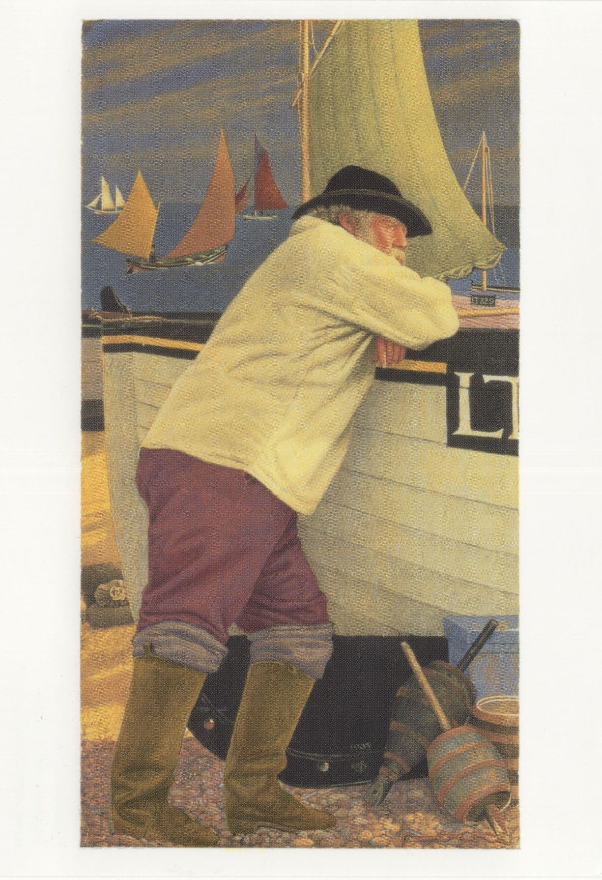 Southwold Fisherman Joseph Southwell Painting Postcard
