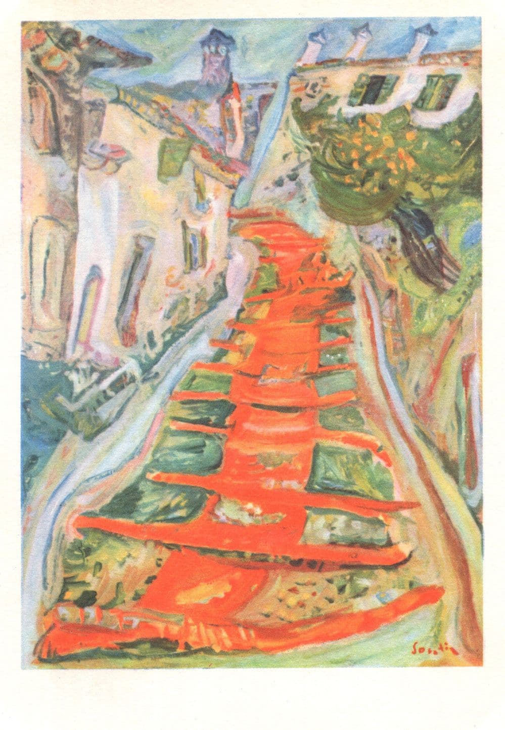 Soutine Red Steps L'Escalier  Rouge French Painting Postcard