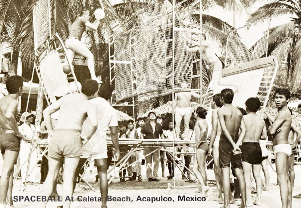 Spaceball Caleta Beach Mexico Vintage Crazy Tennis Ball Game Postcard