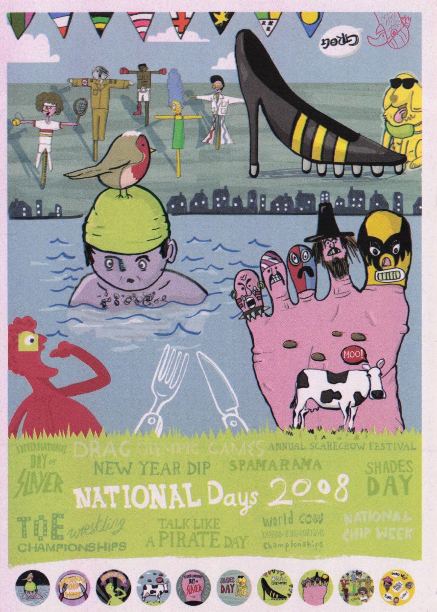 Spamorama Pirate Scarecrow Toe Wrestling National Day 2008 Postcard
