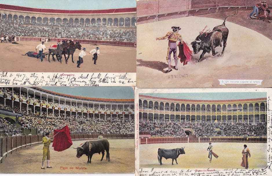Spanish Bullfighting Postcard Antique 4x Bundle