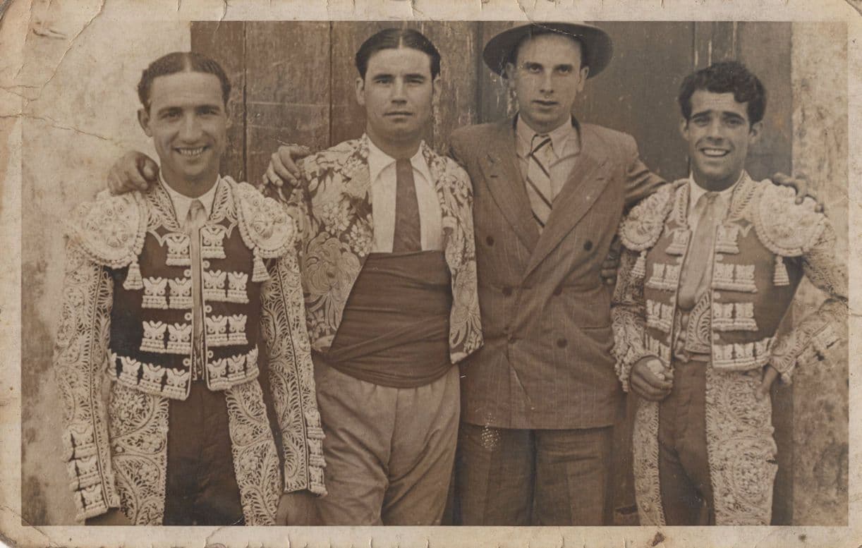 Spanish Family Group Of Matador s Very Worn Creased Old Postcard