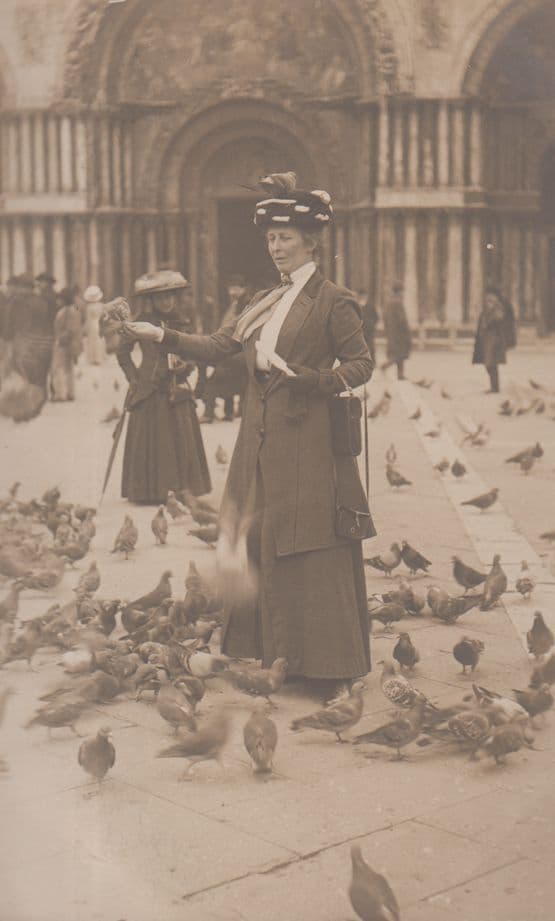 Spanish Lady Raising Handling Flock Of Birds On Hand Real Photo Antique Postcard