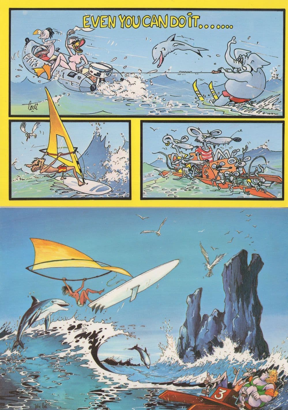 Spanish Surfboarding Surfboards 2x Spain Comic Postcard s