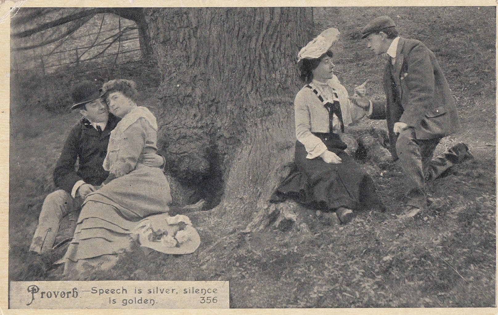 Speech Is Silver Silence Is Golden Real Photo Proverb Old Postcard