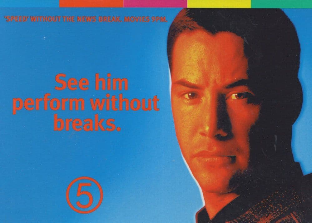 Speed Film Move No Advertisement Breaks C5 TV Postcard