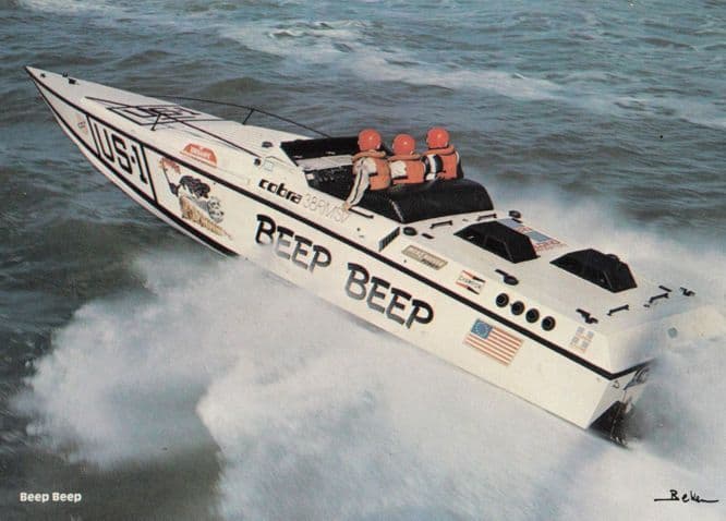 Speedboat Powerboat Champion Beep Beep Boat 1970s Postcard