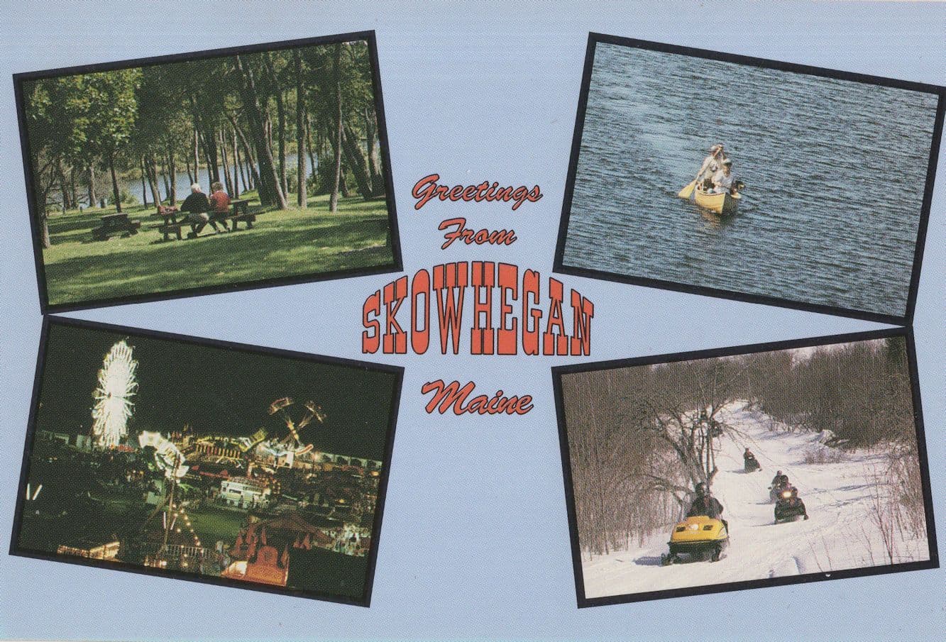 Speedboat Racing Tobogganing Belmont Motel Skowhegan Canada Postcard
