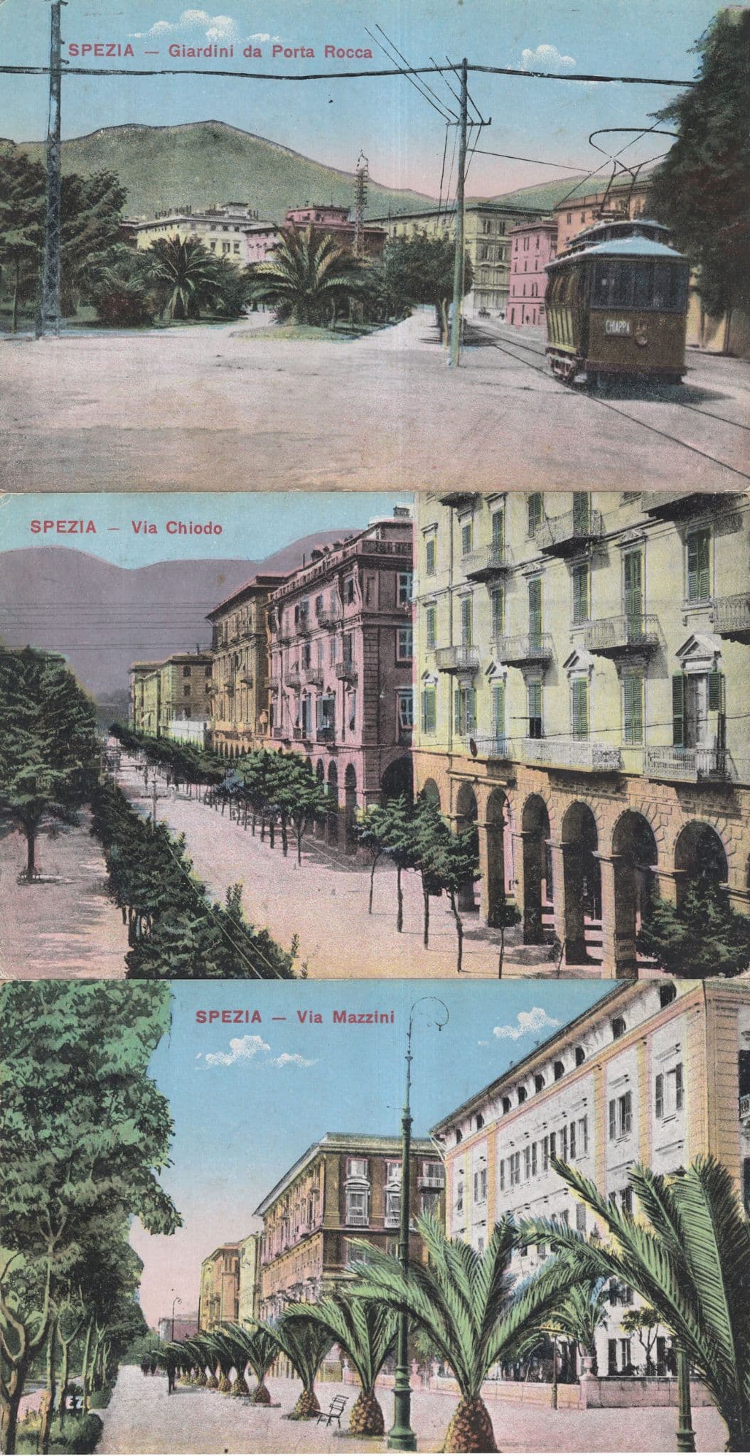 Spezia Giardini da Porta Rocca Tram Italian Milan 3x Old Postcard