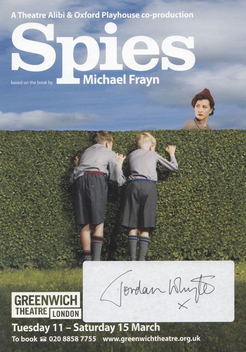 Spies Michael Frayn Jordan Whyte London Greenwich Hand Signed Theatre Flyer