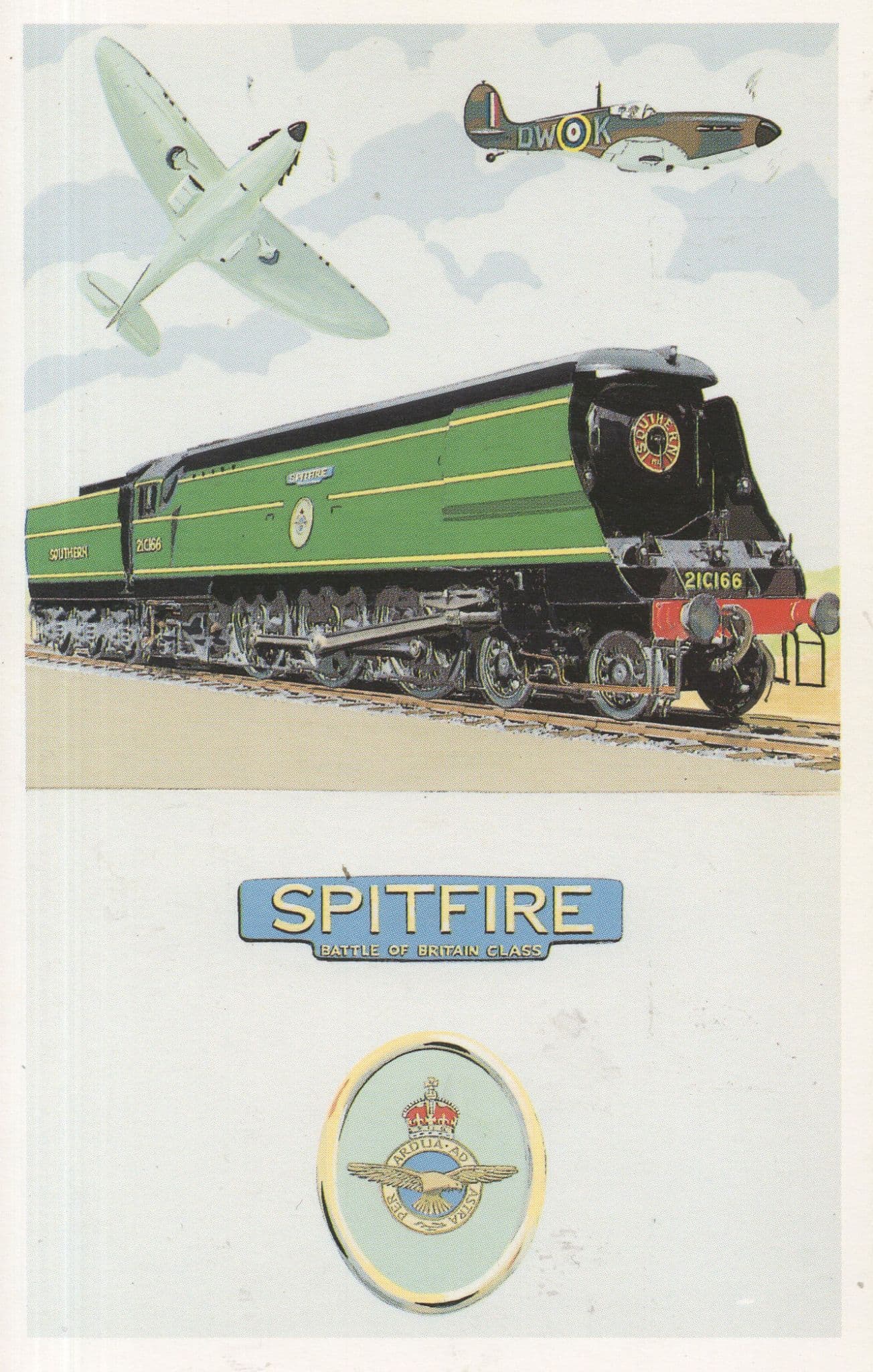 Spitfire Military Train Plane Battle Of Britain Poster Postcard
