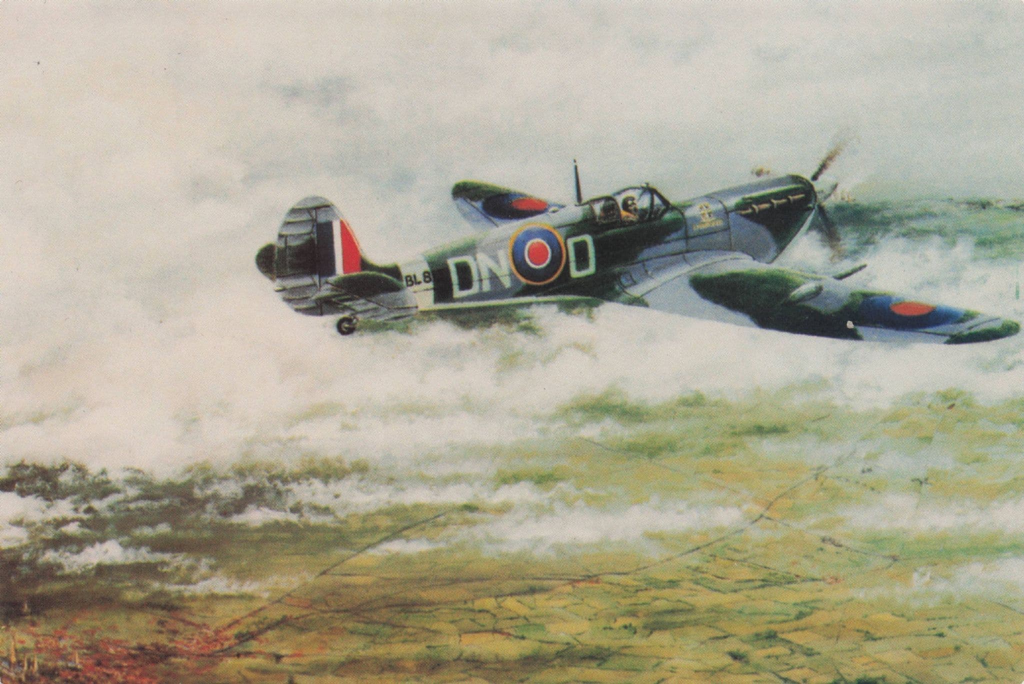Spitfire MK V City Of Lichfield Military Painting Postcard