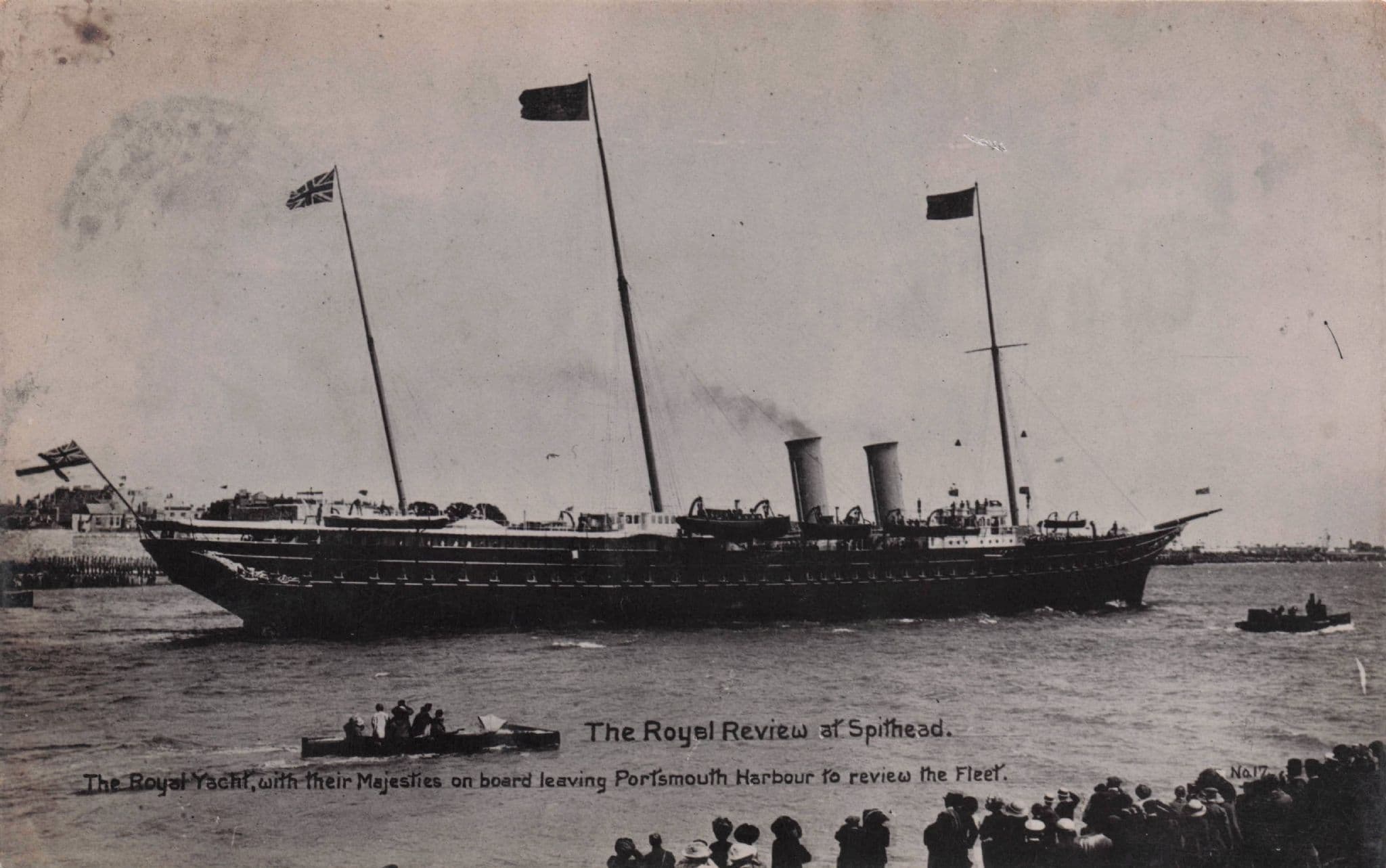 Spithead Royal Naval Review King George V Antique RPC Postcard