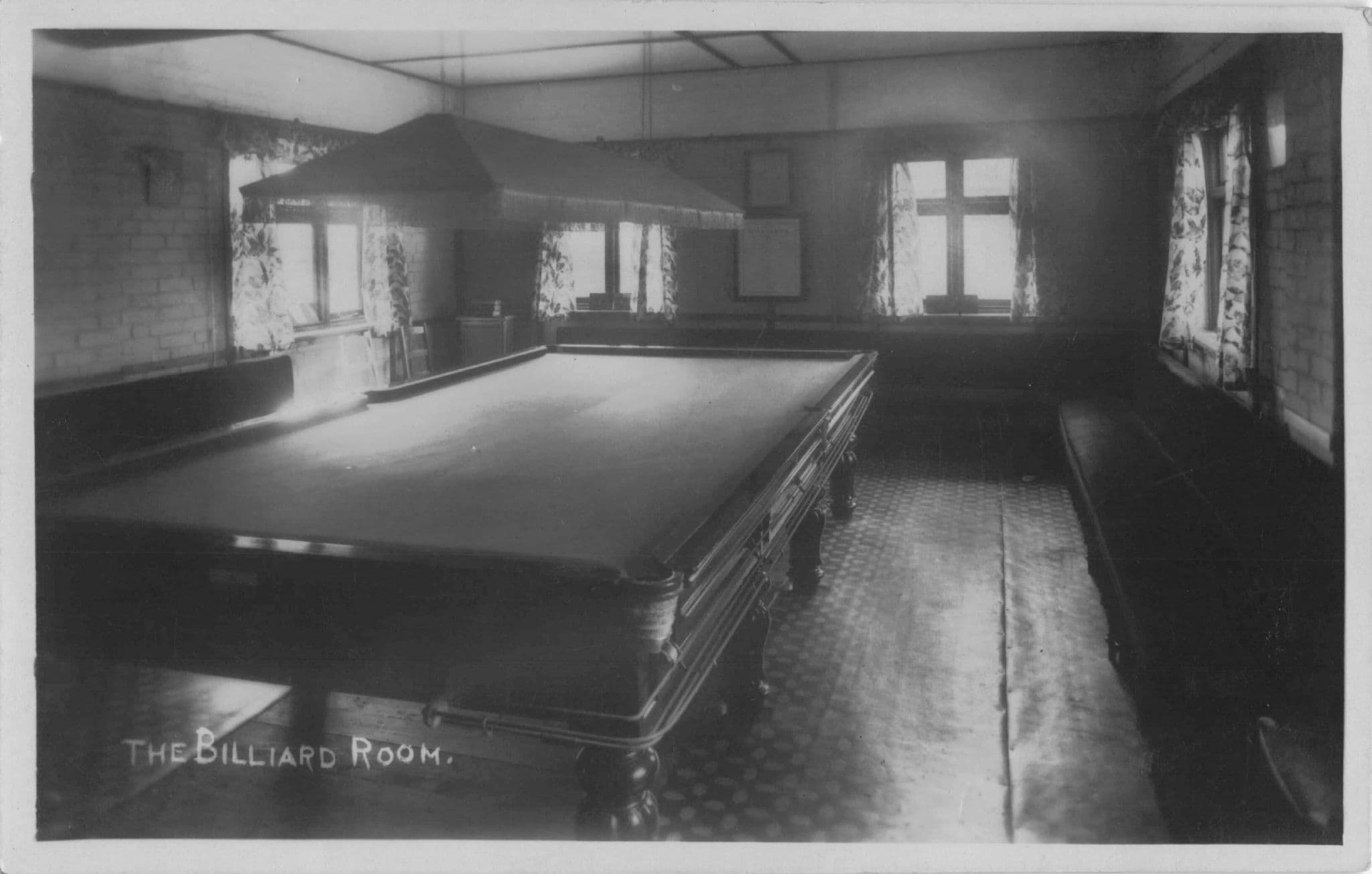Spooky Pool Billiard Room Old Table Boarded Windows Old RPC Postcard