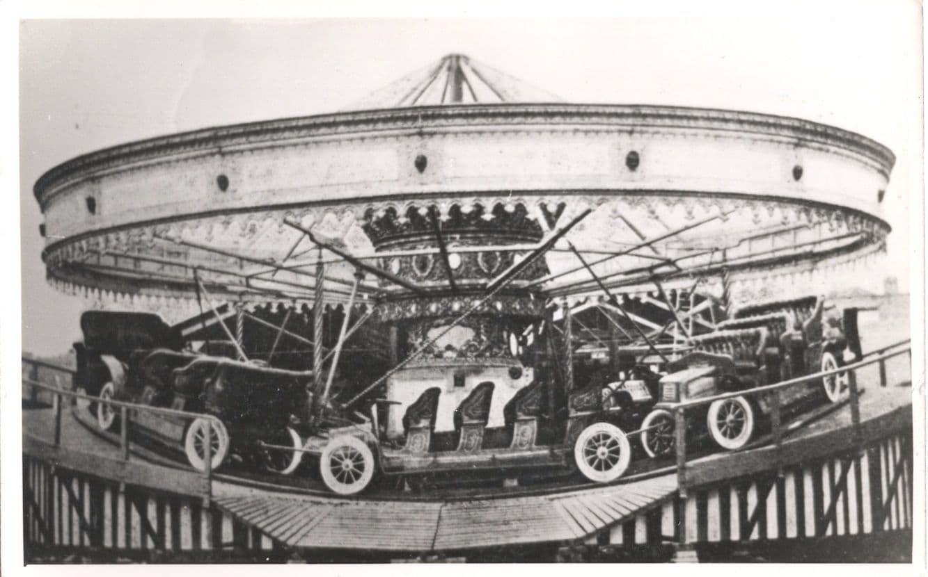 Sports Car Old Roundabout Carousel Ride Fairground Society PB Postcard Photo
