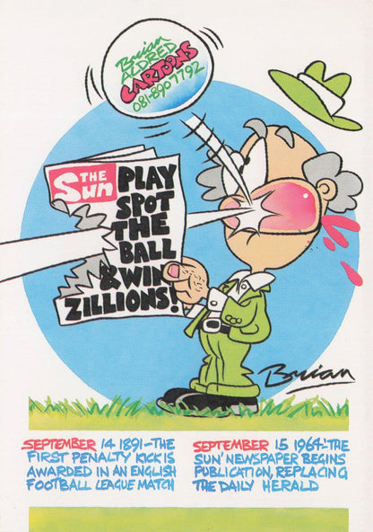 Spot The Ball Football Hand Signed Art Illustrator Postcard