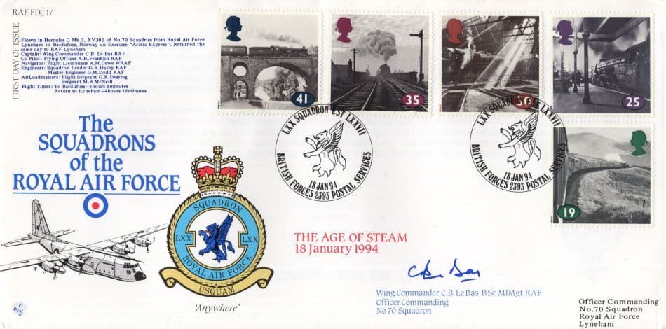 Squadrons Of The Royal Air Force Age Of Steam Hand Signed FDC