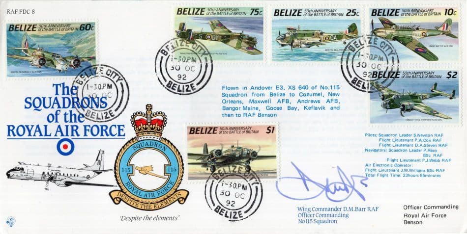 Squadrons Of The Royal Air Force Belize Andover Flown Hand Signed FDC