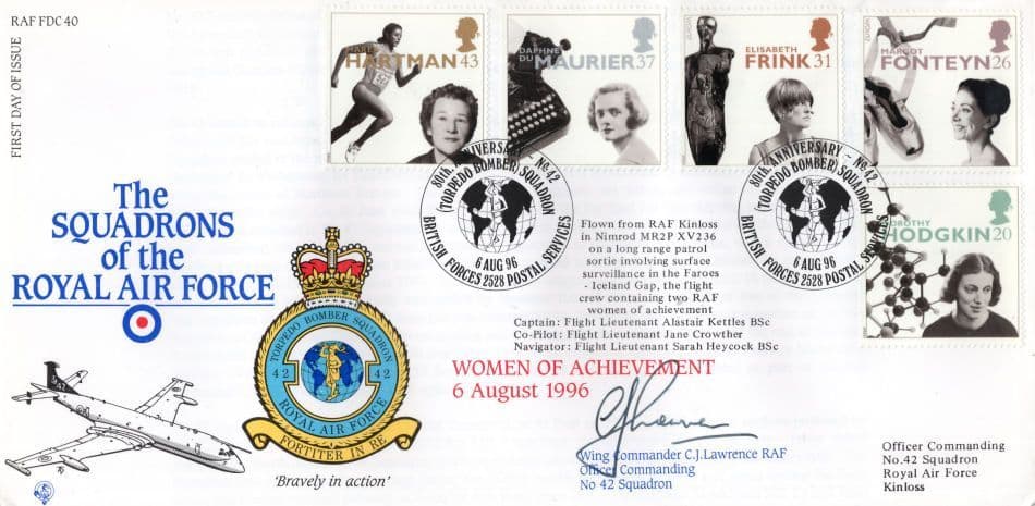 Squadrons Of The Royal Air Force Famous Women Flown Daphne Du Maurier Hand Signed FDC