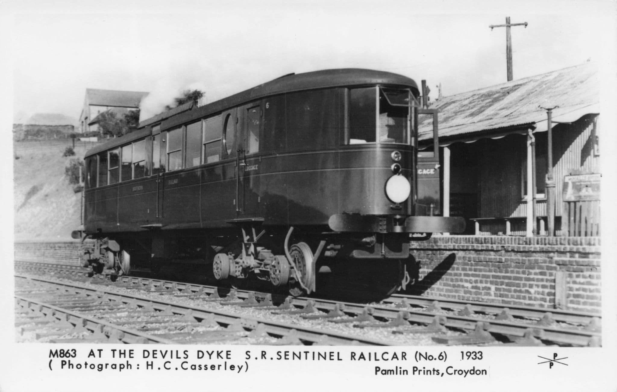 SR Sentinel Railcar at Devils Dyke in 1933 Pamlin Prints Railway RPC Postcard