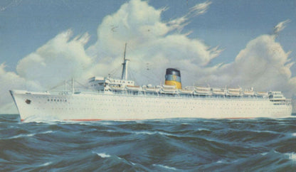 SS Arkadia On Board At Bay Of Biscay Greek Line Ship Postcard