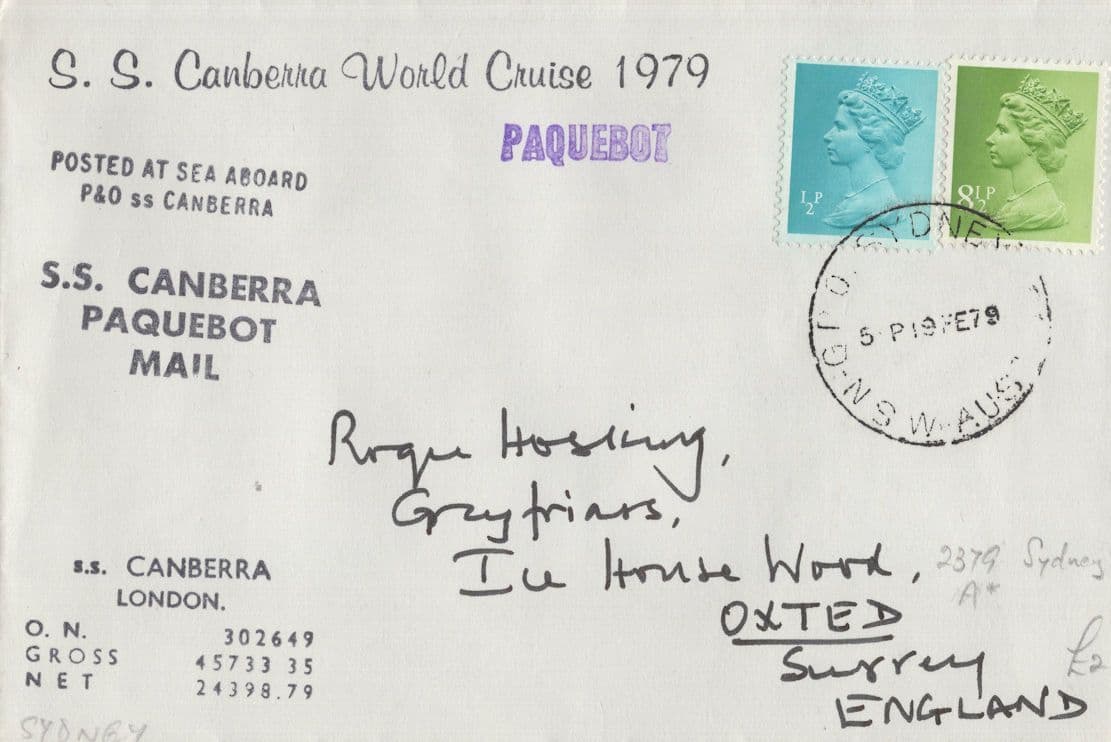 SS Canberra Posted On Board Ship 1979 Australia FDC Ephemera