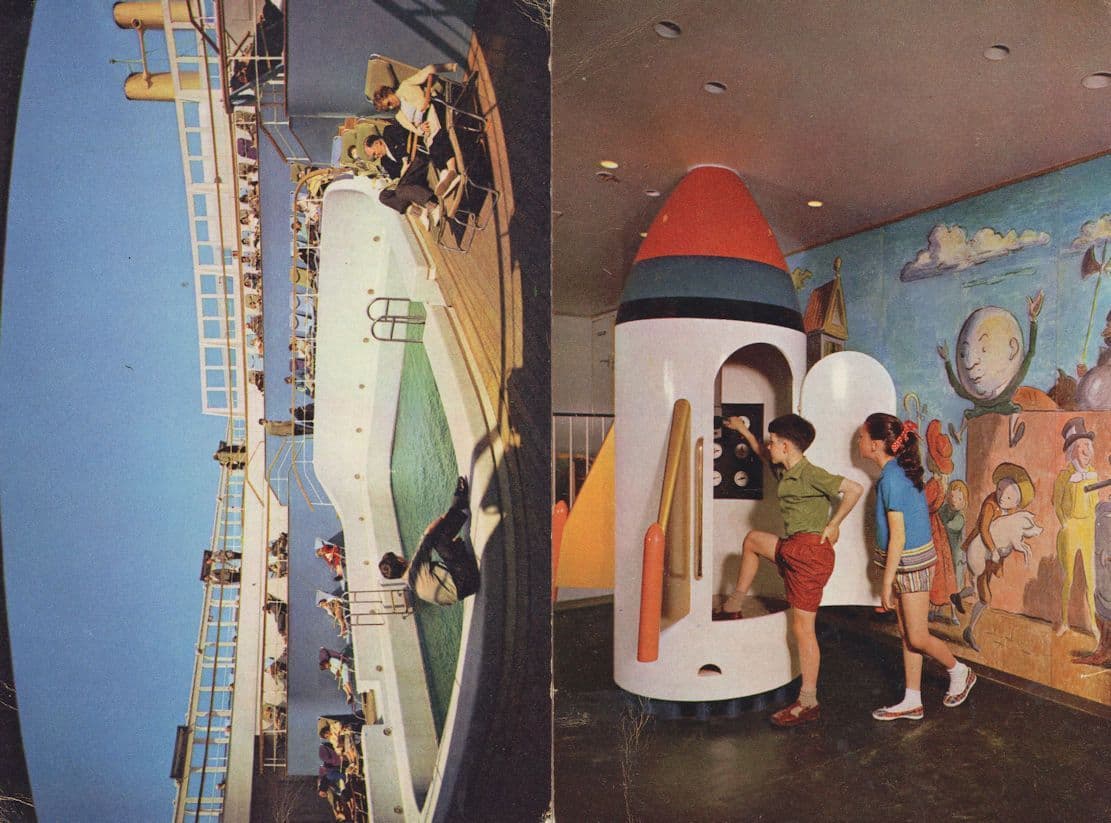 SS Canberra Ship Childrens Space Rocket 1960s Interior 2x Postcard