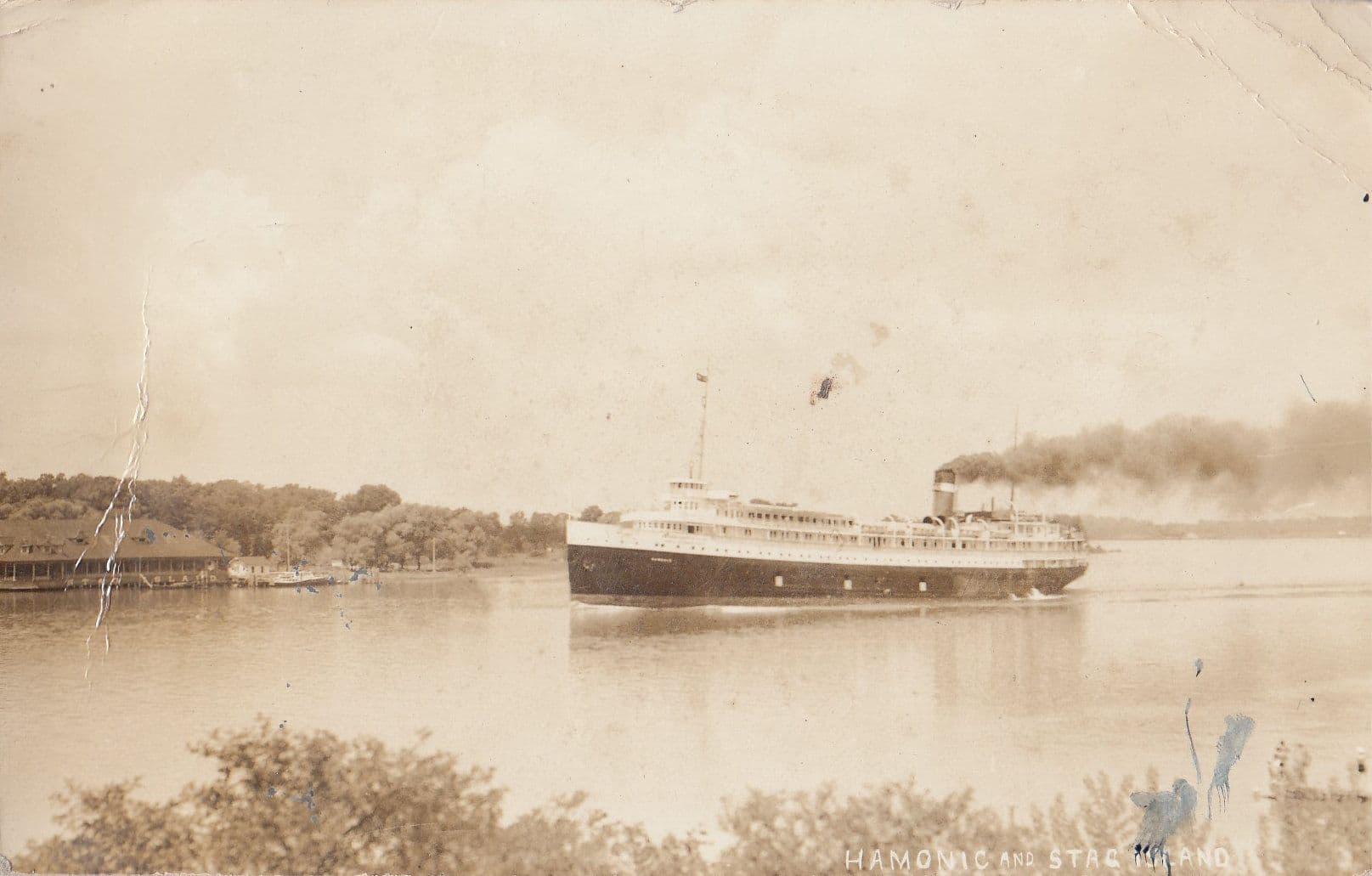 SS Hamonic at Stag Island Canada Real Photo Military Postcard