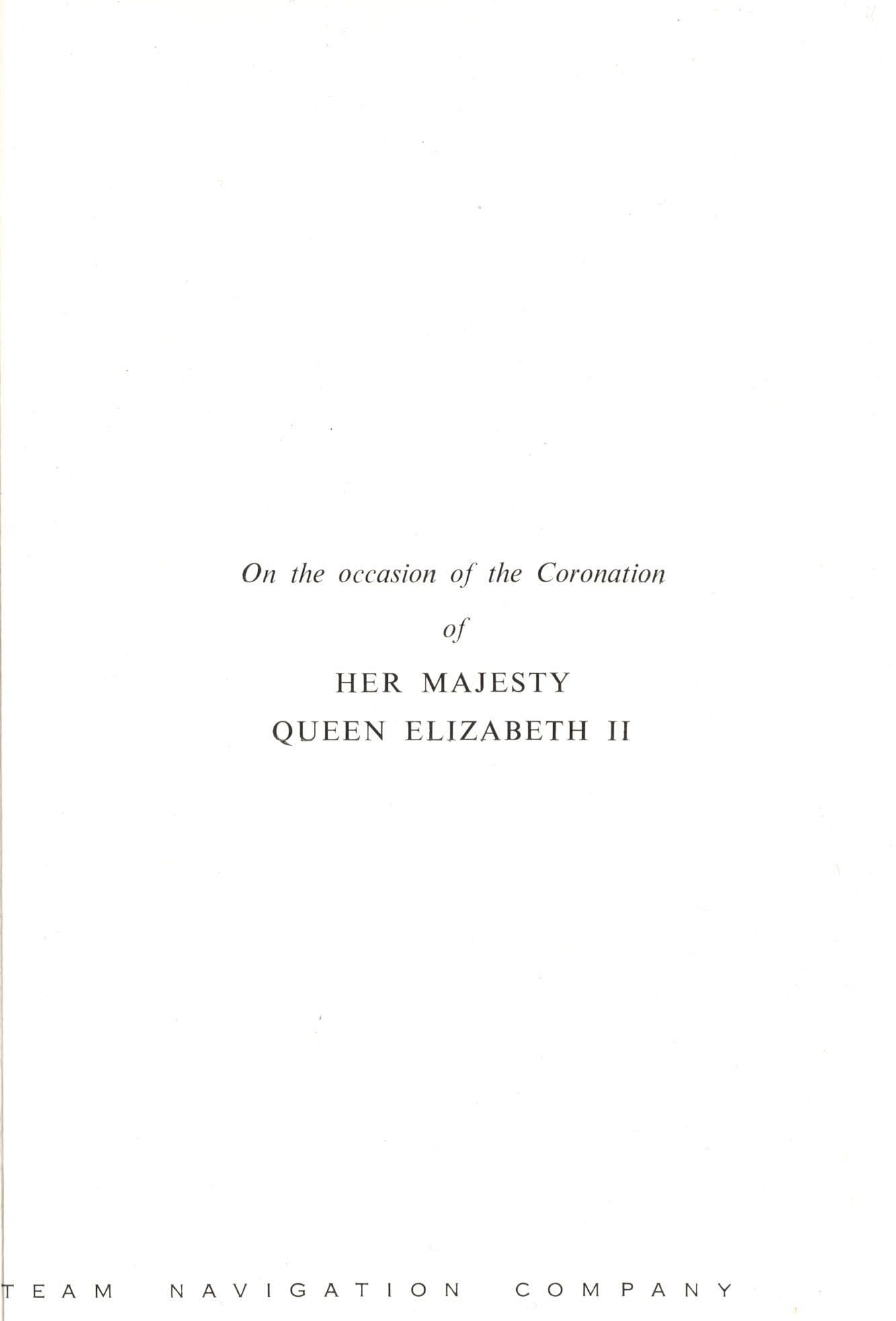SS Himalaya P&O Cruise Ship Queen Elizabeth Coronation Menu