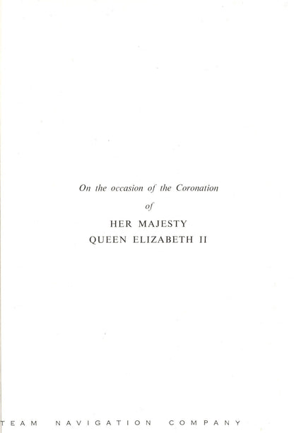 SS Himalaya P&O Cruise Ship Queen Elizabeth Coronation Menu