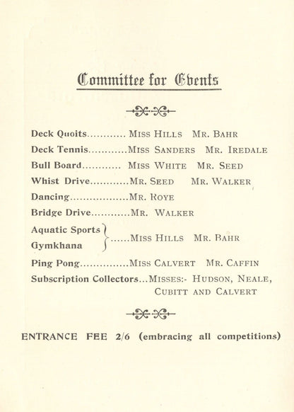 SS Mongolia P&O Cruise Ship 1935 Dance Whist Tennis Book -let