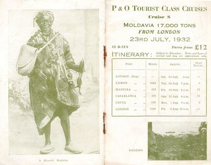 SS Mongolia P&O Tourist Class Cruises 1932 Itinerary Photo Booklet