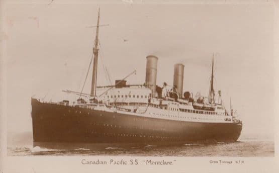 SS Montclare Canadian Pacific Boat From 1929 Voyage Postcard