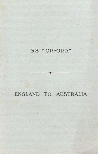 SS Orford 1938 Ship Port Said Cruise To Australia Programme