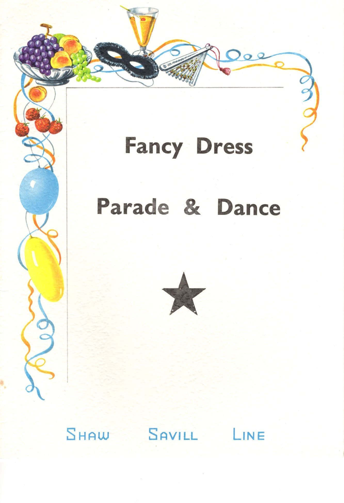 SS Southern Cross Shaw Savill Lane Fancy Dress Ship Menu