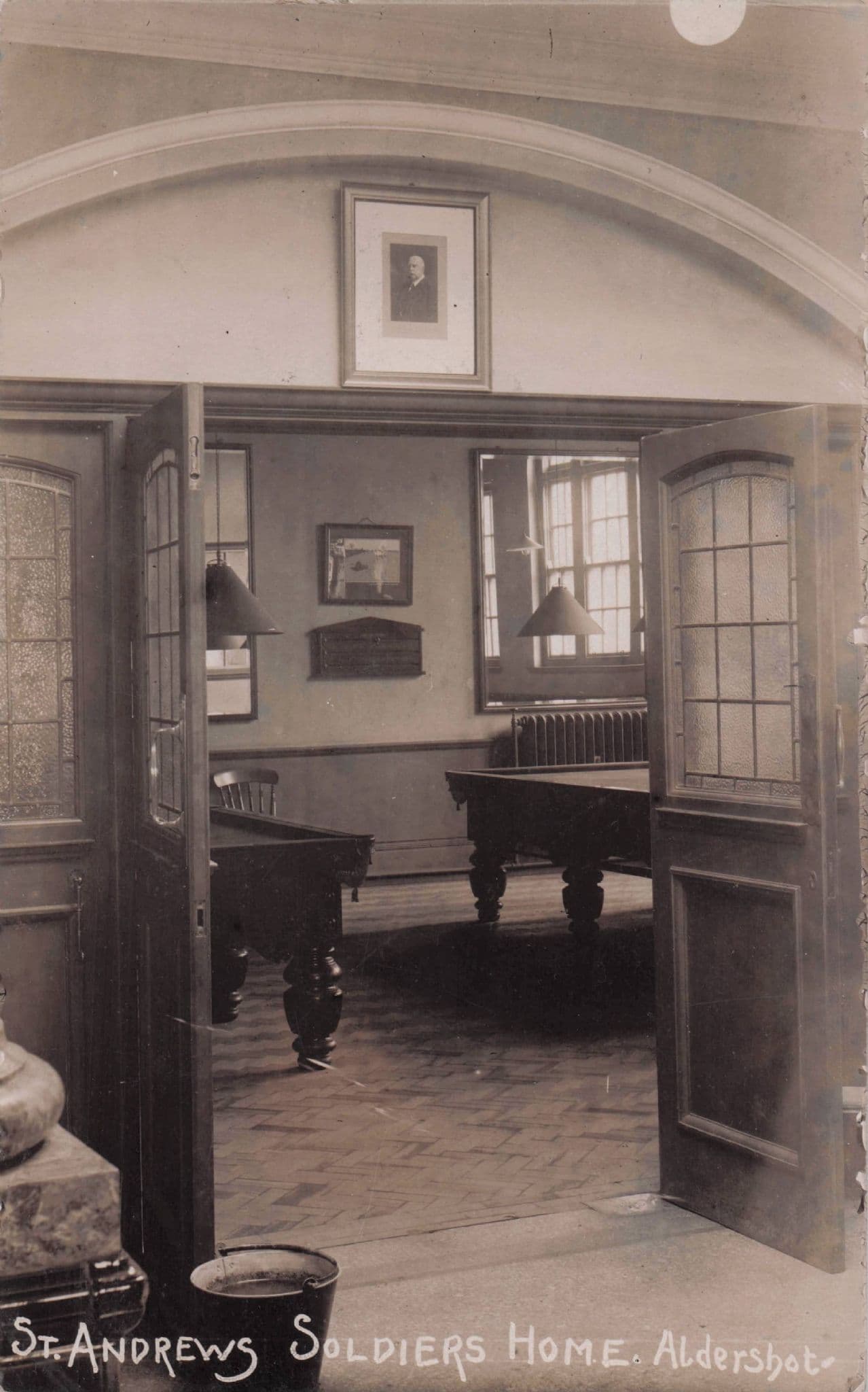 St Andrews Soldiers Home Aldershot Hampshire Billiard Room Old RPC Postcard