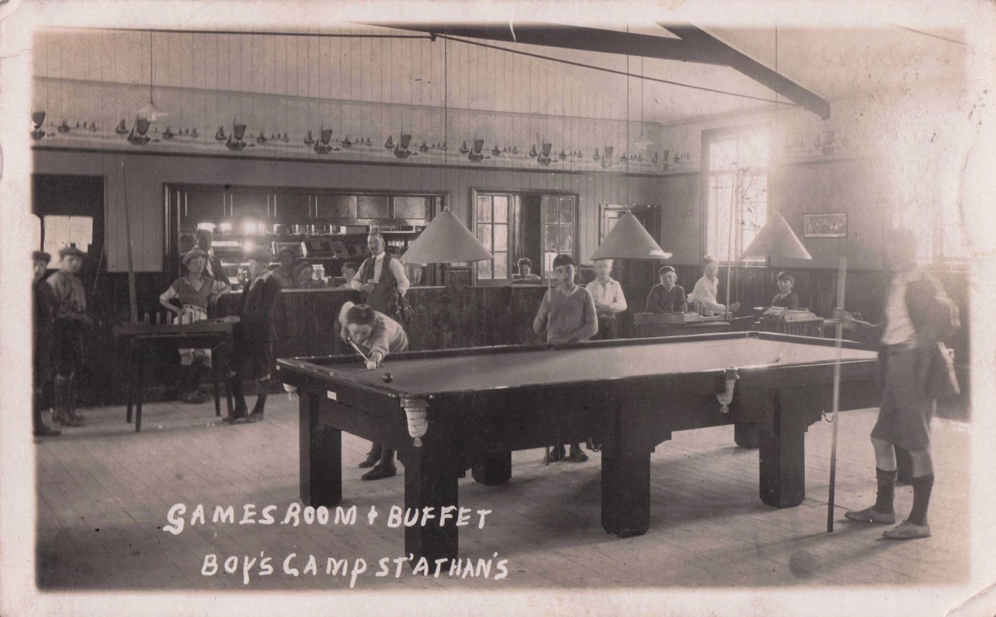 St Athan Boys Campy Games Room Buffet Club Bar Welsh RPC Old Postcard