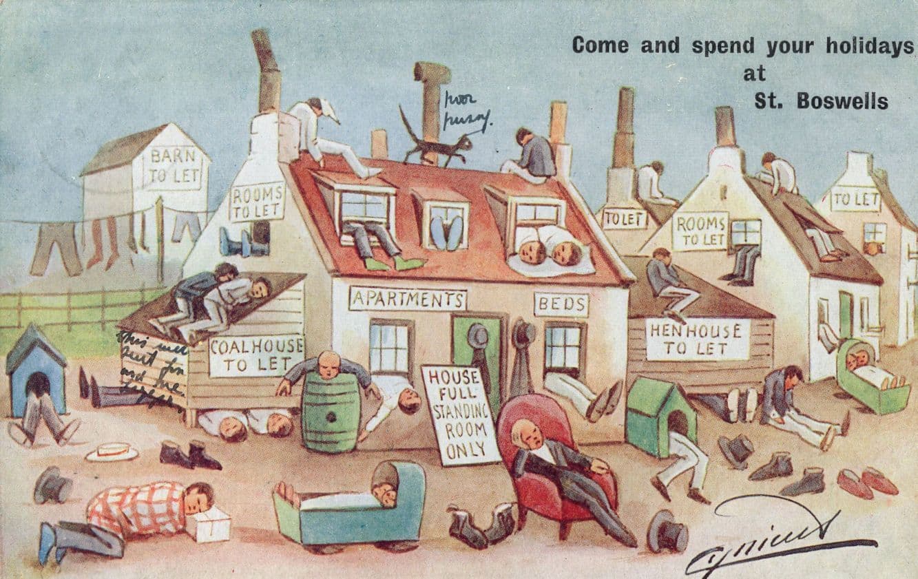 St Boswells Scotland Disaster Hotel Holiday Old Scottish Comic Postcard