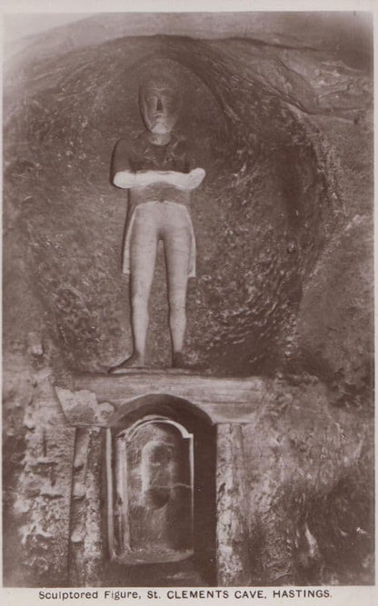 St Clements Caves Hastings Sculpture & Entrance 2x Real Photo Postcard s