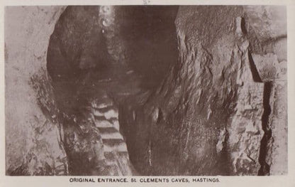 St Clements Caves Hastings Sculpture & Entrance 2x Real Photo Postcard s