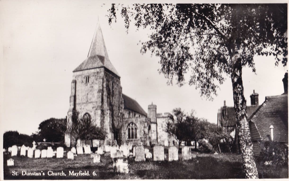 St Dunstans Church Mayfield Sussex Graveyard Antique RPC Postcard