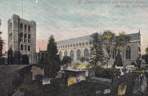 St James Church Bury St Edmunds Antique Rare Postcard