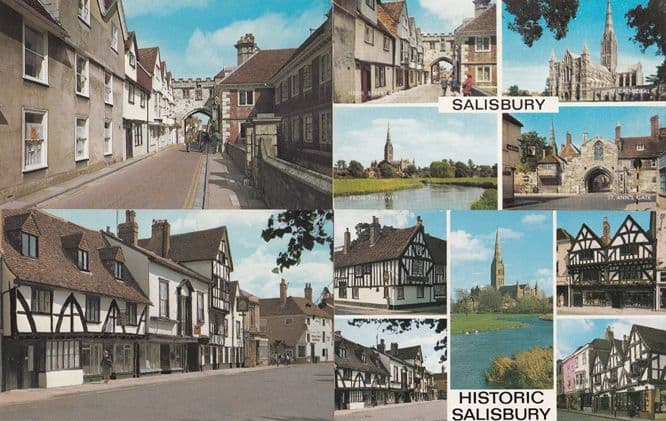 St John Street Salisbury 4x 1970s Postcard s